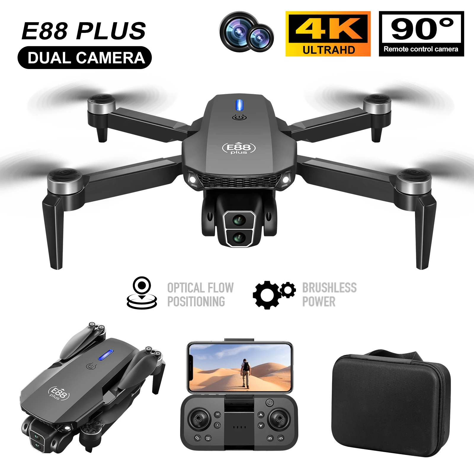 New E88 Plus Quadcopter Drone: - Rc Helicopter Electric 评论和价格